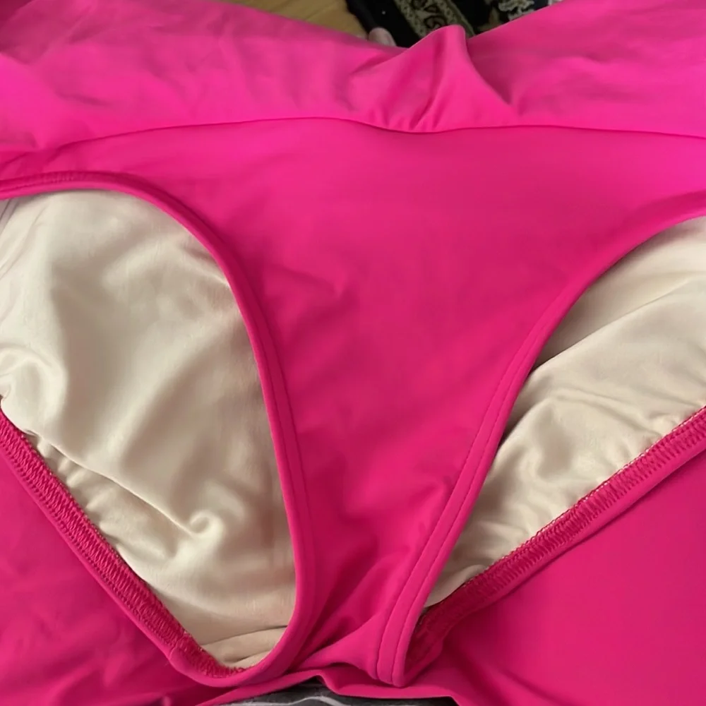 Lands End Swim Skirt Skort 10 Pink Stretch Lined Elastic Waist M BarbieCore - Picture 6 of 8